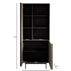 Meubella - Antigo - Boekenkast - Eiken/Antraciet - 83x43x195 cm