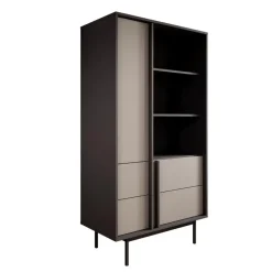 Boekenkasten|Boekenkasten-Meubella - Antigo - Boekenkast - Beige/Antraciet - 83x43x155 cm