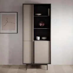 Boekenkasten|Boekenkasten-Meubella - Antigo - Boekenkast - Beige/Antraciet - 83x43x195 cm