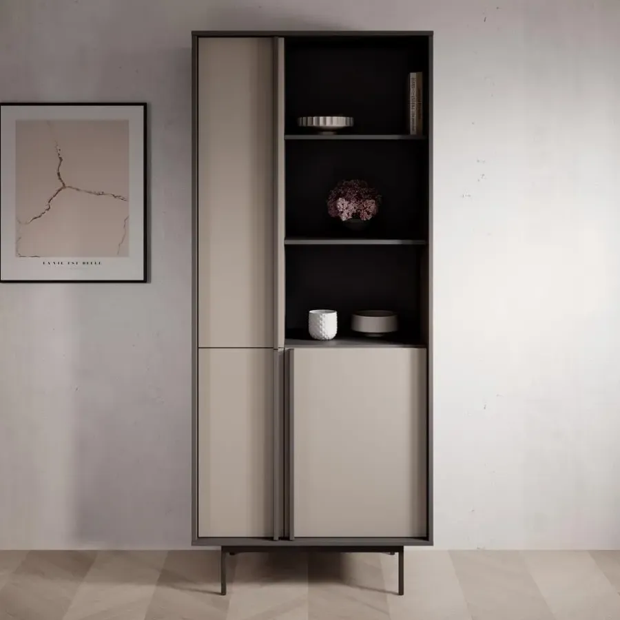 Boekenkasten|Boekenkasten-Meubella - Antigo - Boekenkast - Beige/Antraciet - 83x43x195 cm