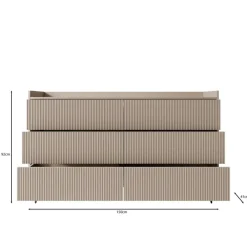Meubella - Asty - Ladekast met 6 lades - Donker eiken - 150x41x92 cm