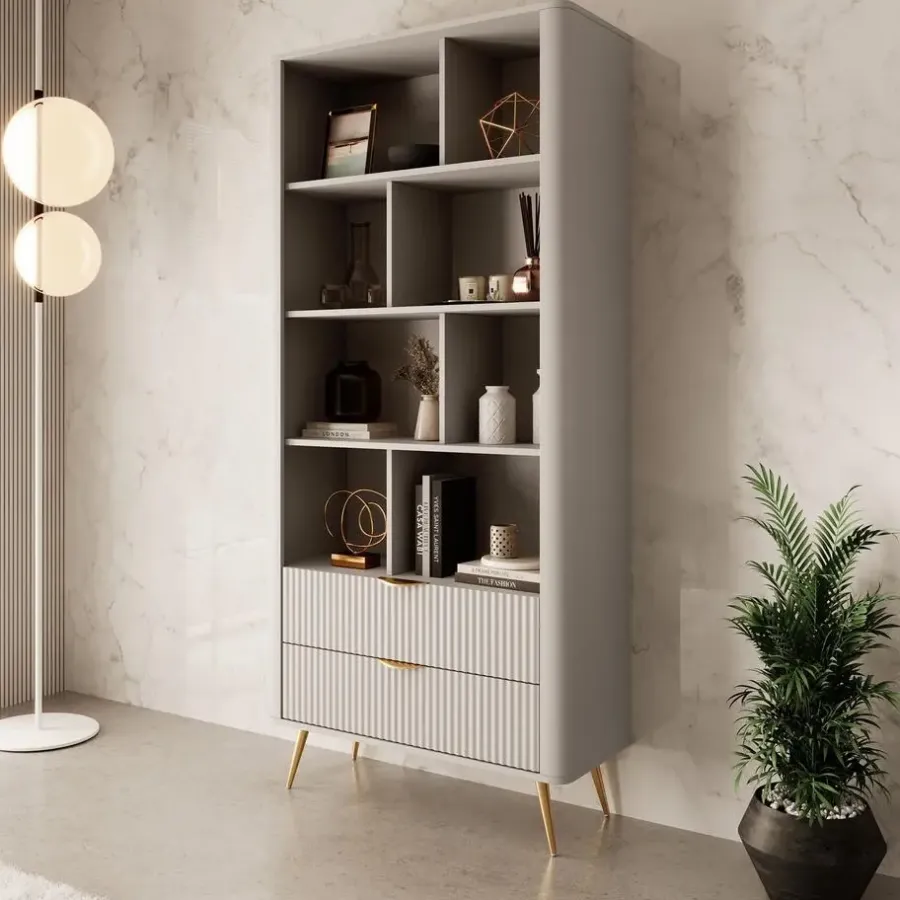 Boekenkasten|Boekenkasten-Meubella - Boekenkast Lima - Beige - 88 cm