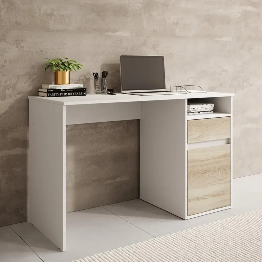 Bureaus-Meubella - Bureau Babot - Wit 2 - 120 cm