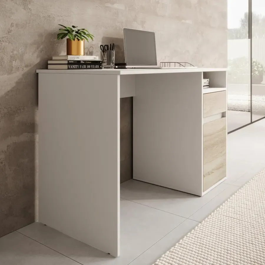 Bureaus-Meubella - Bureau Babot - Wit 2 - 120 cm