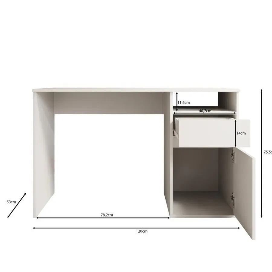 Bureaus-Meubella - Bureau Babot - Wit 2 - 120 cm