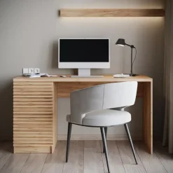 Meubella - Bureau Bergamo - Eiken - 140 cm