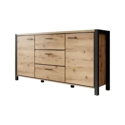 Dressoirs-Meubella - Dressoir Acapulco - Eiken - Zwart - 180 cm