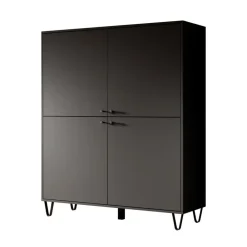 Dressoirs-Meubella - Dressoir Apula - Antraciet - 124 cm - Dicht