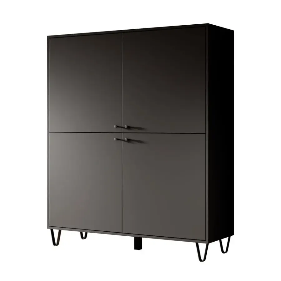 Dressoirs-Meubella - Dressoir Apula - Antraciet - 124 cm - Dicht