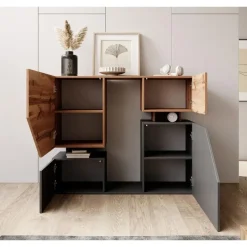 Dressoirs-Meubella - Dressoir Canberra - Eiken - Antraciet - 120 cm