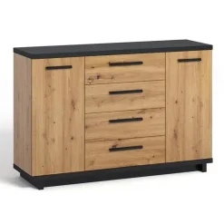 Dressoirs-Meubella - Dressoir Incala - Eiken - Zwart - 135 cm