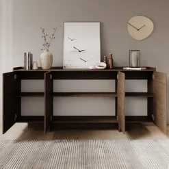 Dressoirs-Meubella - Dressoir Jaxon - Donker eiken - 200 cm