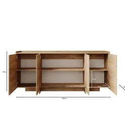 Dressoirs-Meubella - Dressoir Jaxon - Donker eiken - 200 cm