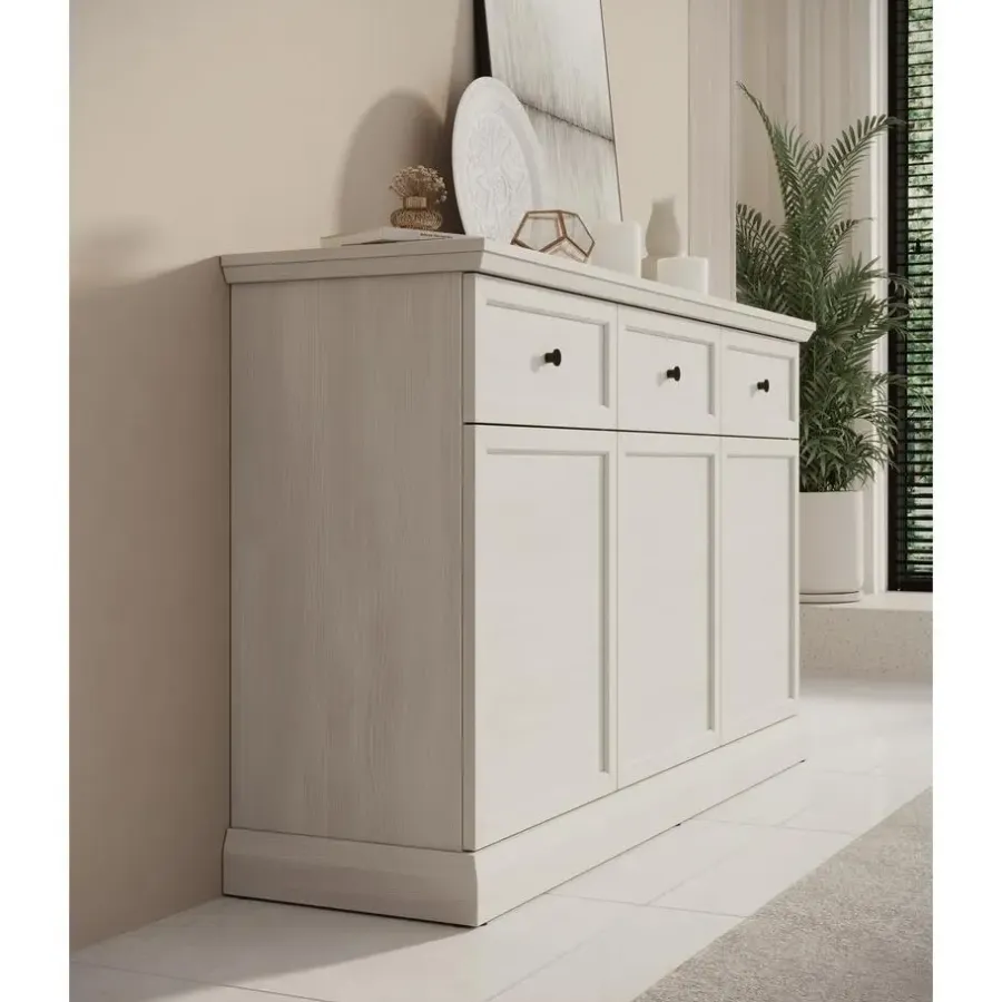 Meubella - Dressoir Leroy - Wit eiken - 146 cm