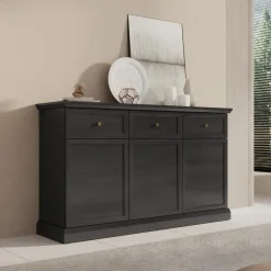 Dressoirs-Meubella - Dressoir Leroy - Zwart eiken - 146 cm