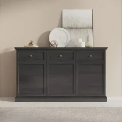 Dressoirs-Meubella - Dressoir Leroy - Zwart eiken - 146 cm