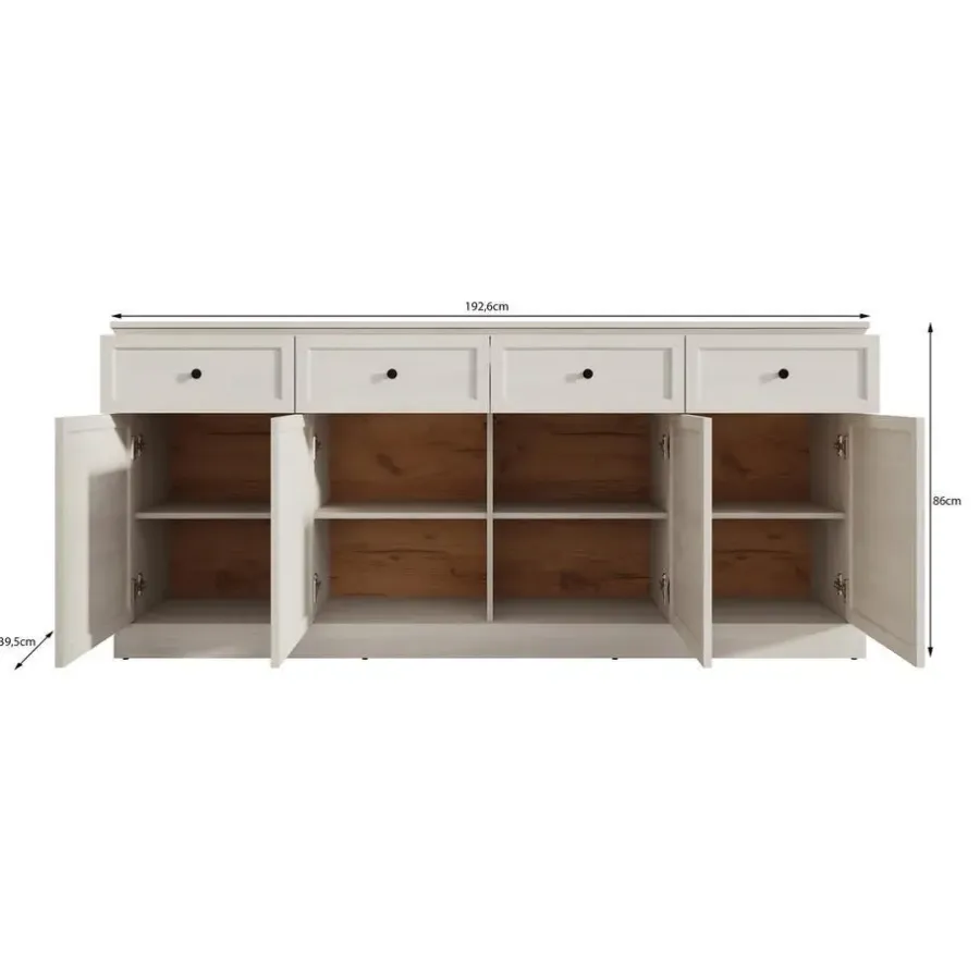 Dressoirs-Meubella - Dressoir Leroy - Zwart eiken - 146 cm