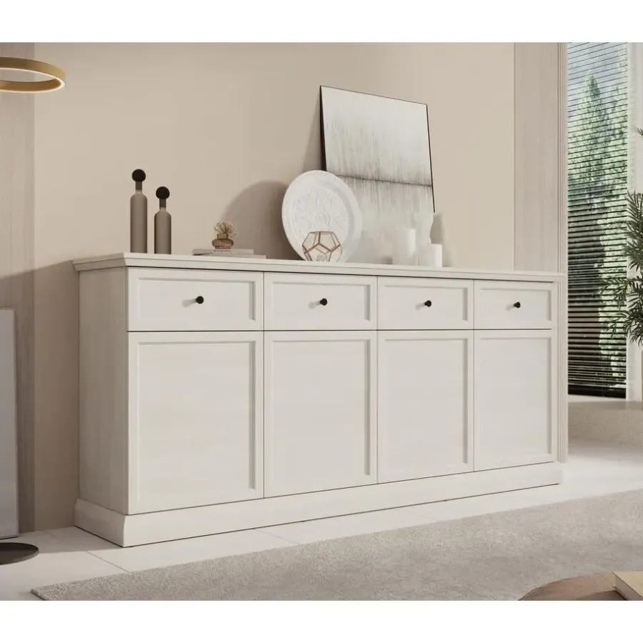 Dressoirs-Meubella - Dressoir Leroy - Wit eiken - 193 cm