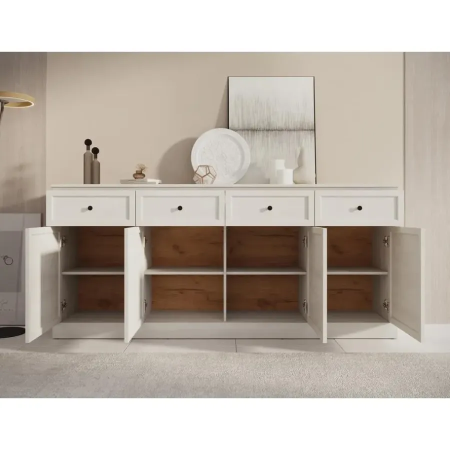 Dressoirs-Meubella - Dressoir Leroy - Wit eiken - 193 cm