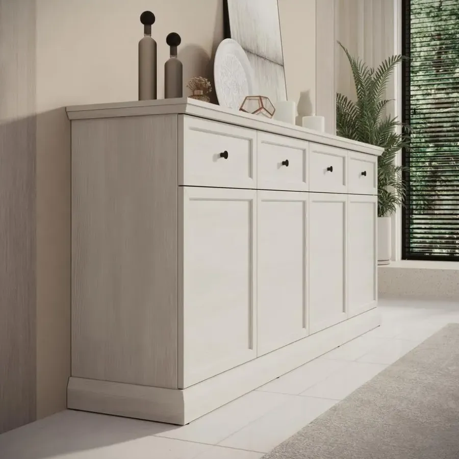 Dressoirs-Meubella - Dressoir Leroy - Wit eiken - 193 cm