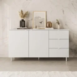 Meubella - Dressoir Malvare - Wit - 150 cm - Met lades
