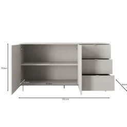 Meubella - Dressoir Malvare - Wit - 150 cm - Met lades