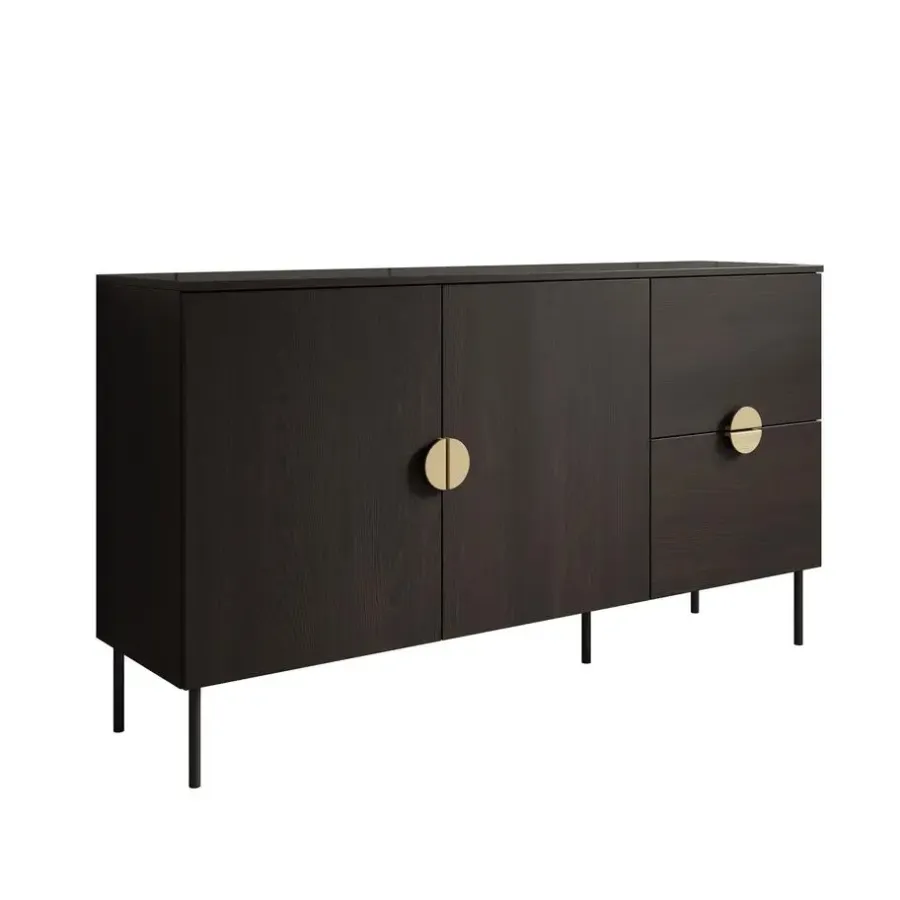 Dressoirs-Meubella - Dressoir Monor - Zwart eiken - 160 cm