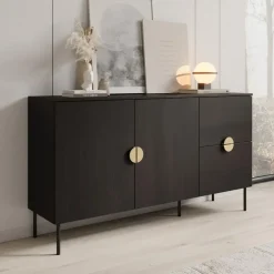 Dressoirs-Meubella - Dressoir Monor - Zwart eiken - 160 cm