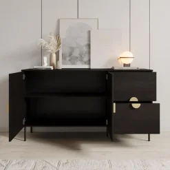 Dressoirs-Meubella - Dressoir Monor - Zwart eiken - 160 cm