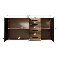 Dressoirs-Meubella - Dressoir Montreal - Grijs - Old wood - 160 cm