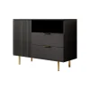 Dressoirs-Meubella - Dressoir Nicola - Mat zwart - 107 cm