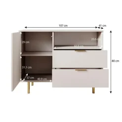 Dressoirs-Meubella - Dressoir Nicola - Mat zwart - 107 cm