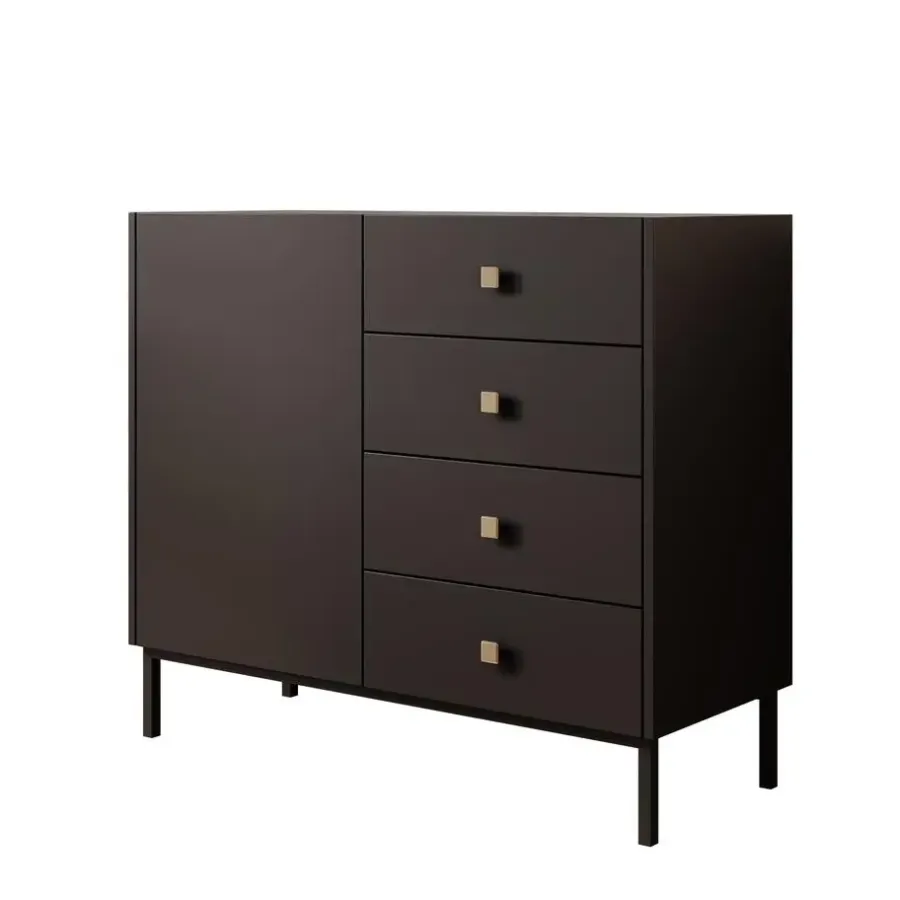 Dressoirs-Meubella - Dressoir Norment - Zwart - 100 cm