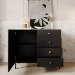 Dressoirs-Meubella - Dressoir Norment - Zwart - 100 cm