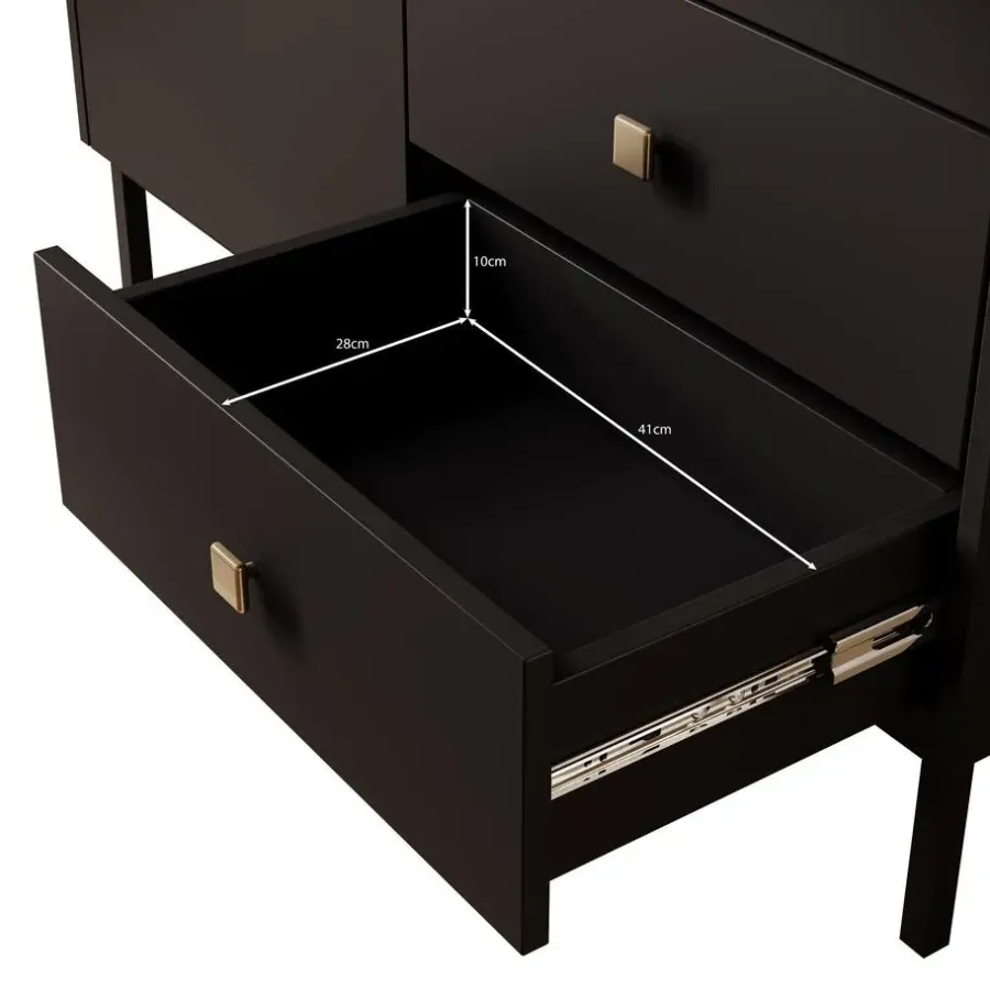 Dressoirs-Meubella - Dressoir Norment - Zwart - 100 cm