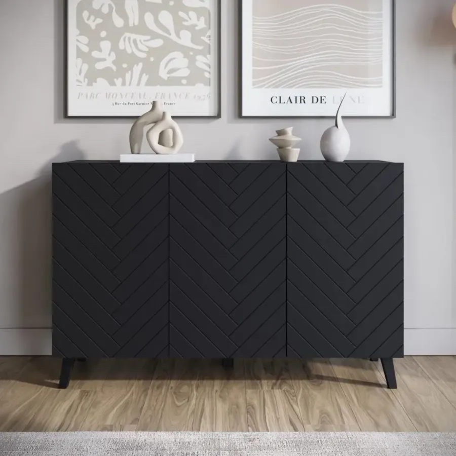 Meubella - Dressoir Pulse 3 - Zwart - 120 cm