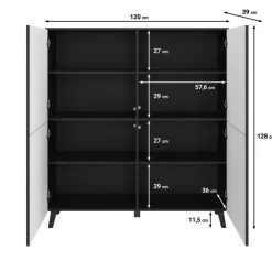 Dressoirs-Meubella - Dressoir Pulse - Zwart - 120 cm