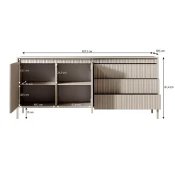 Dressoirs-Meubella - Dressoir Saran - Mat zwart - 187 cm