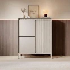 Meubella - Dressoir Saran - Beige - Hoog - 104 cm