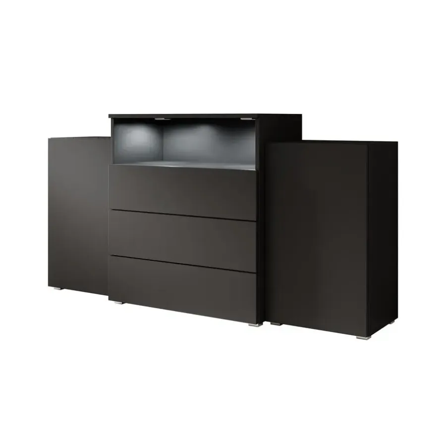 Dressoirs-Meubella - Dressoir Universal - Mat Zwart - 150 cm