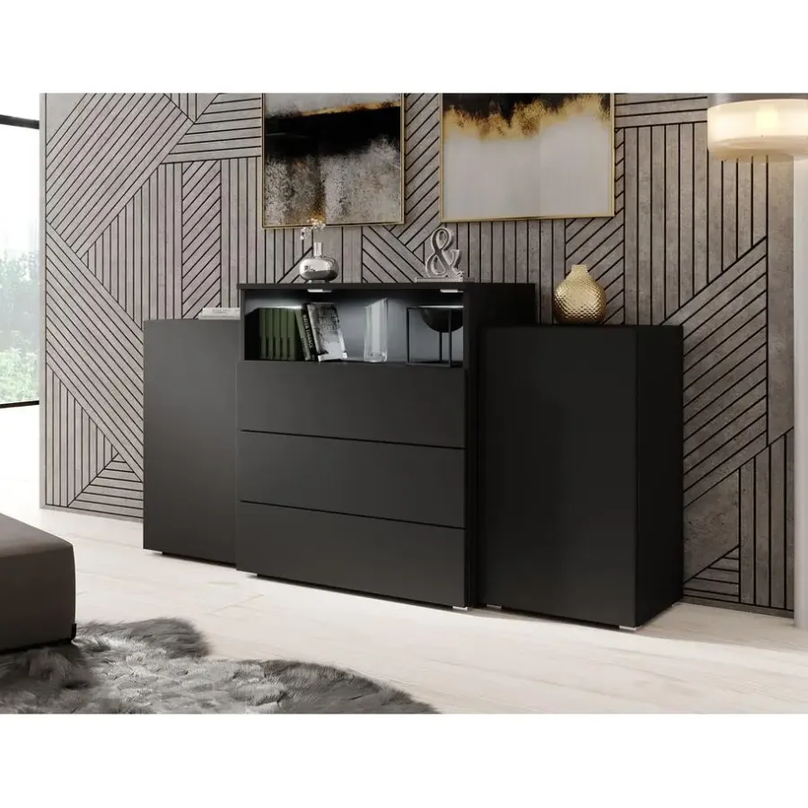 Dressoirs-Meubella - Dressoir Universal - Mat Zwart - 150 cm