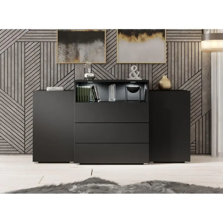 Dressoirs-Meubella - Dressoir Universal - Mat Zwart - 150 cm