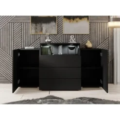 Dressoirs-Meubella - Dressoir Universal - Mat Zwart - 150 cm
