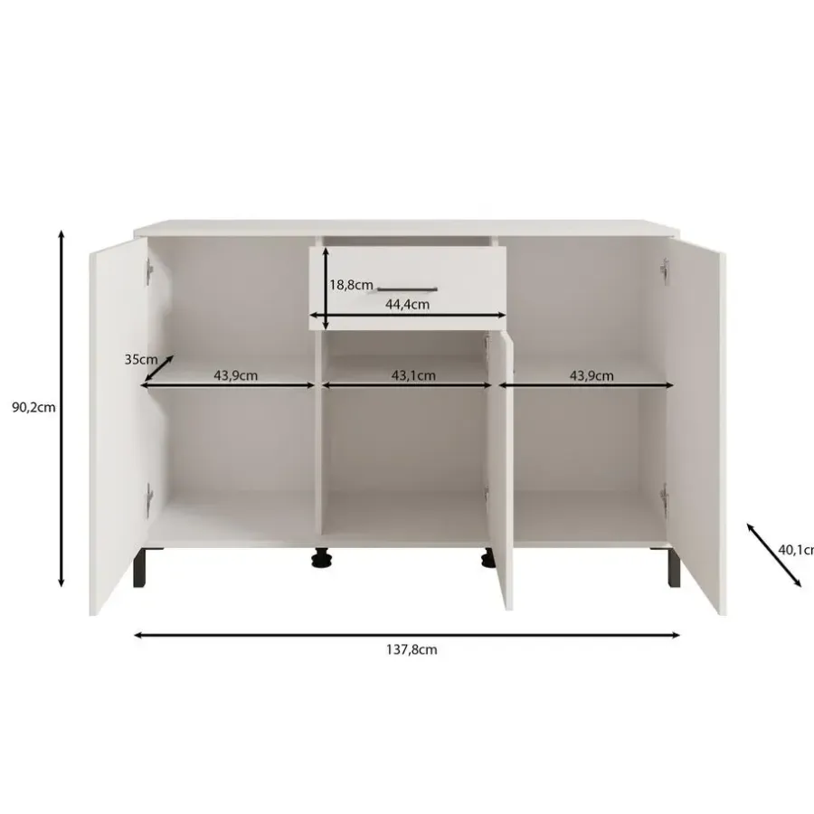 Meubella - Dressoir Vidor - Beige - 138 cm - 1 lade
