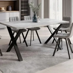 Industriële Eettafels-Meubella - Eetkamertafel Berry - Betonlook - 160 cm