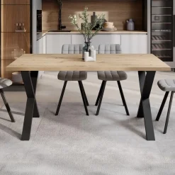 Industriële Eettafels-Meubella - Eetkamertafel Berry - Eiken - 160 cm