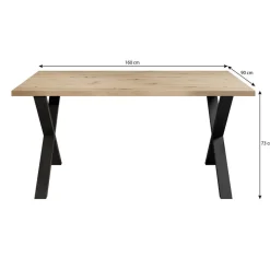 Industriële Eettafels-Meubella - Eetkamertafel Berry - Eiken - 160 cm