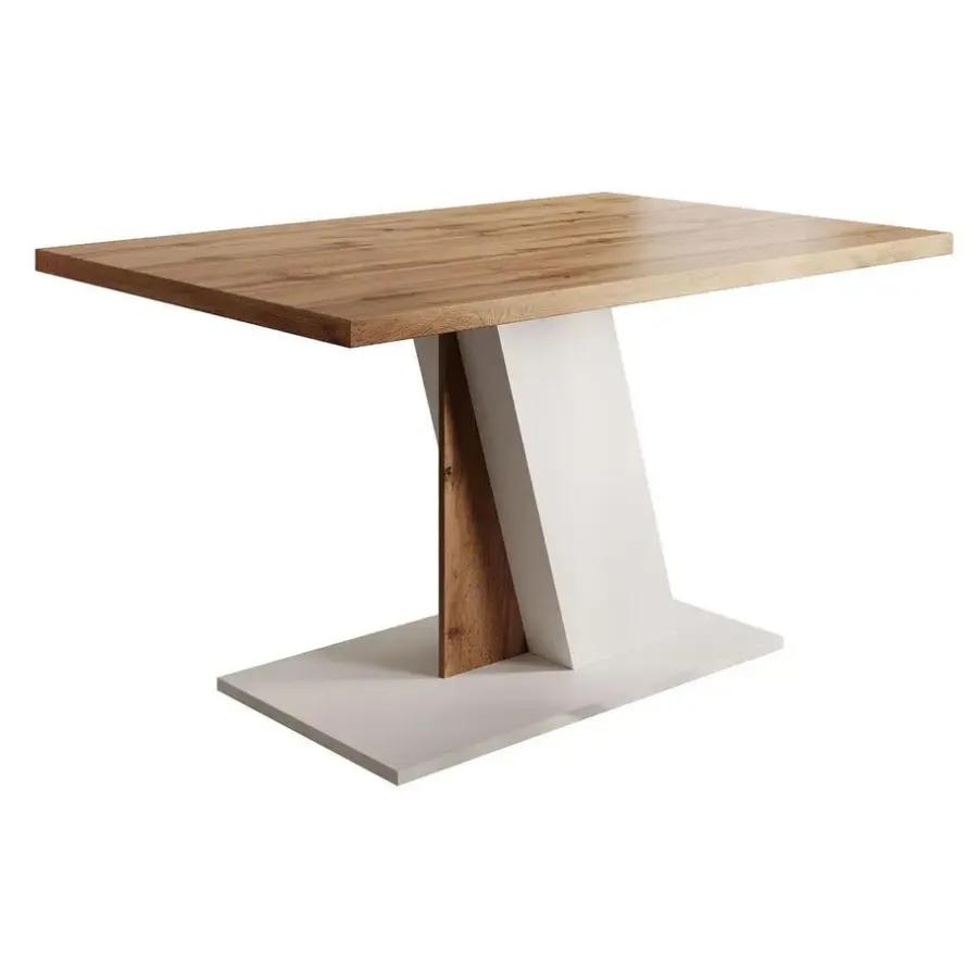 Meubella - Eetkamertafel Brand - Eiken - Wit - 138 cm