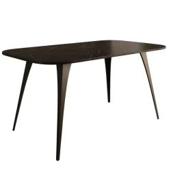 Meubella - Eetkamertafel Flix - Zwart marmer - 160 cm - Uitschuifbaar