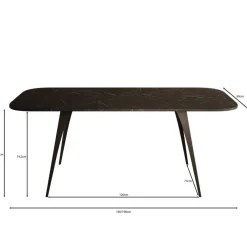 Meubella - Eetkamertafel Flix - Zwart marmer - 160 cm - Uitschuifbaar